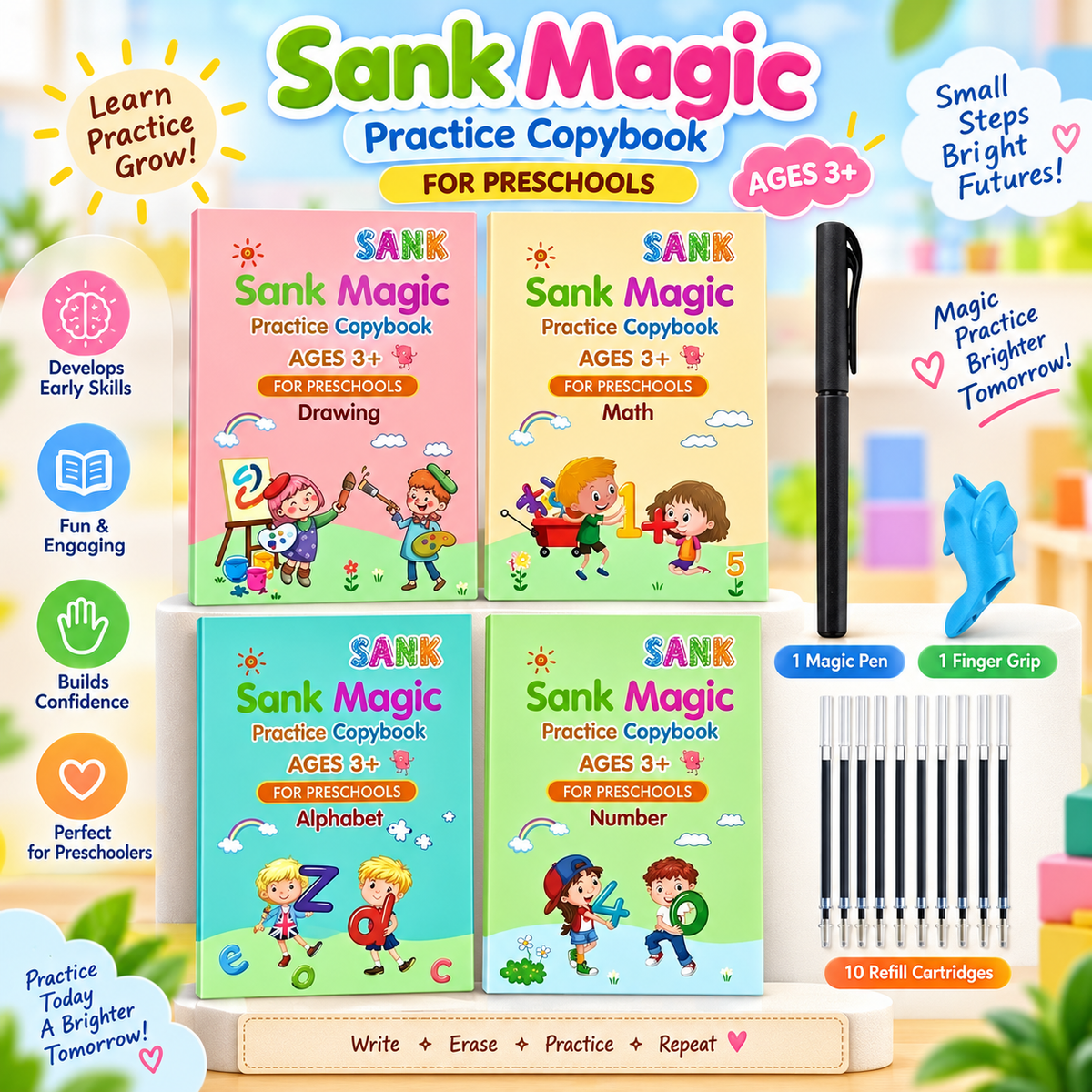 Sank Magic Book (4 Book+10 Refill+1 Pen+1 Grip)