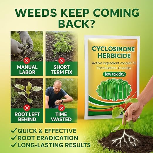 Cyclosinone Herbicide Granules and growth supplements (pack of 2)
